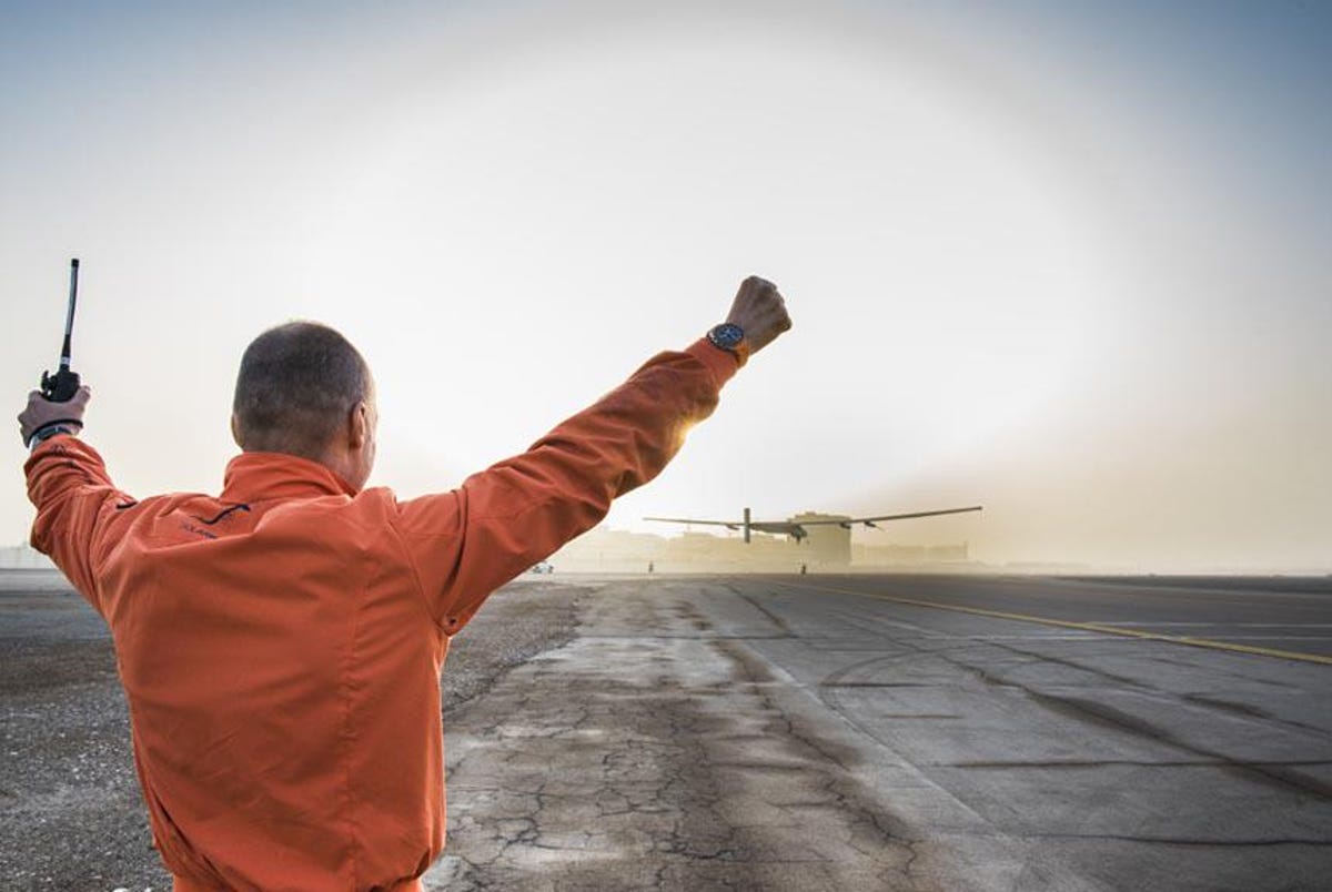 Solar Impulse 2 takes off from Abu Dhabi's executive airport.​