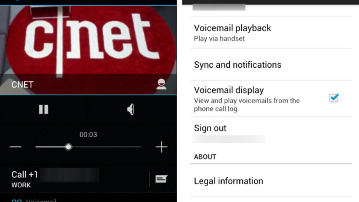 Google Voice on Ice Cream Sandwich