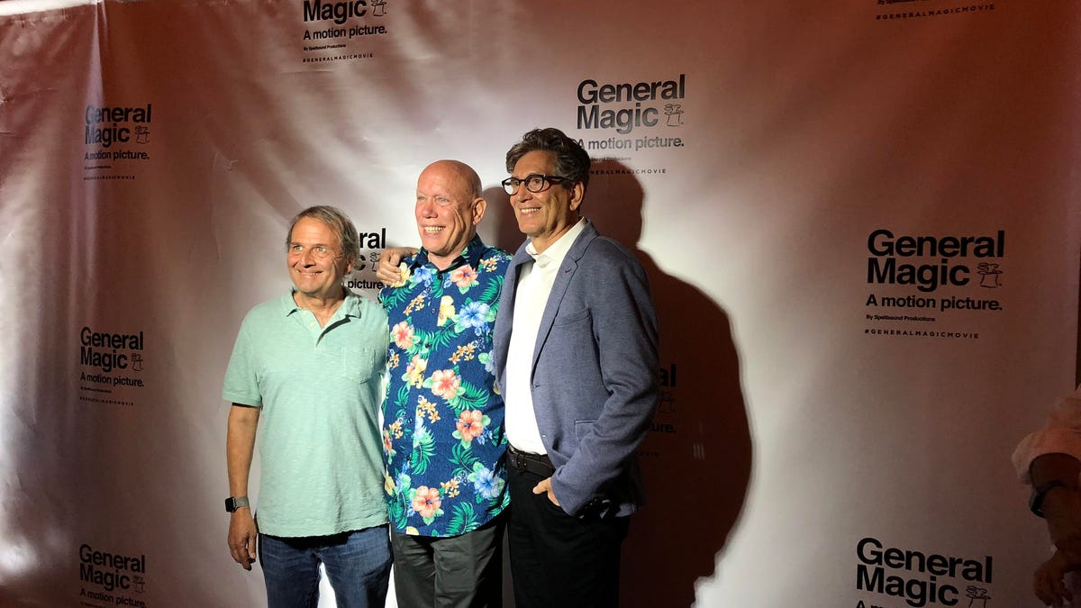 Left to right: Andy Hertzfeld, Bill Atkinson and Marc Porat, co-founders of General Magic.