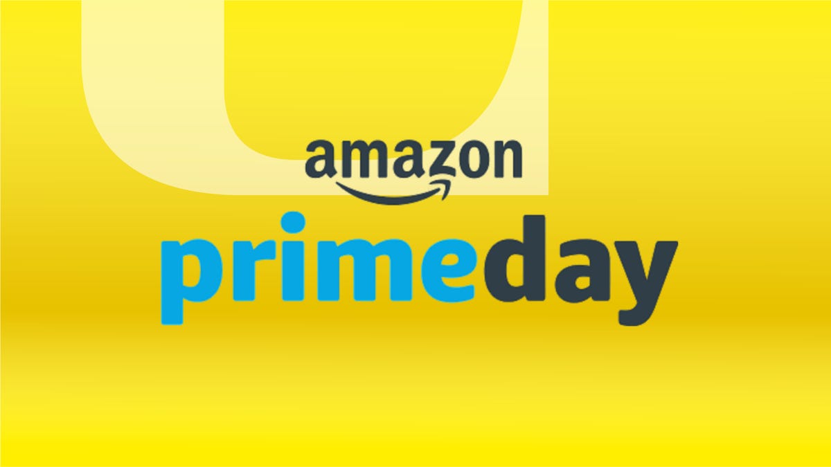The Amazon Prime Day logo is shown on a gradient yellow background.
