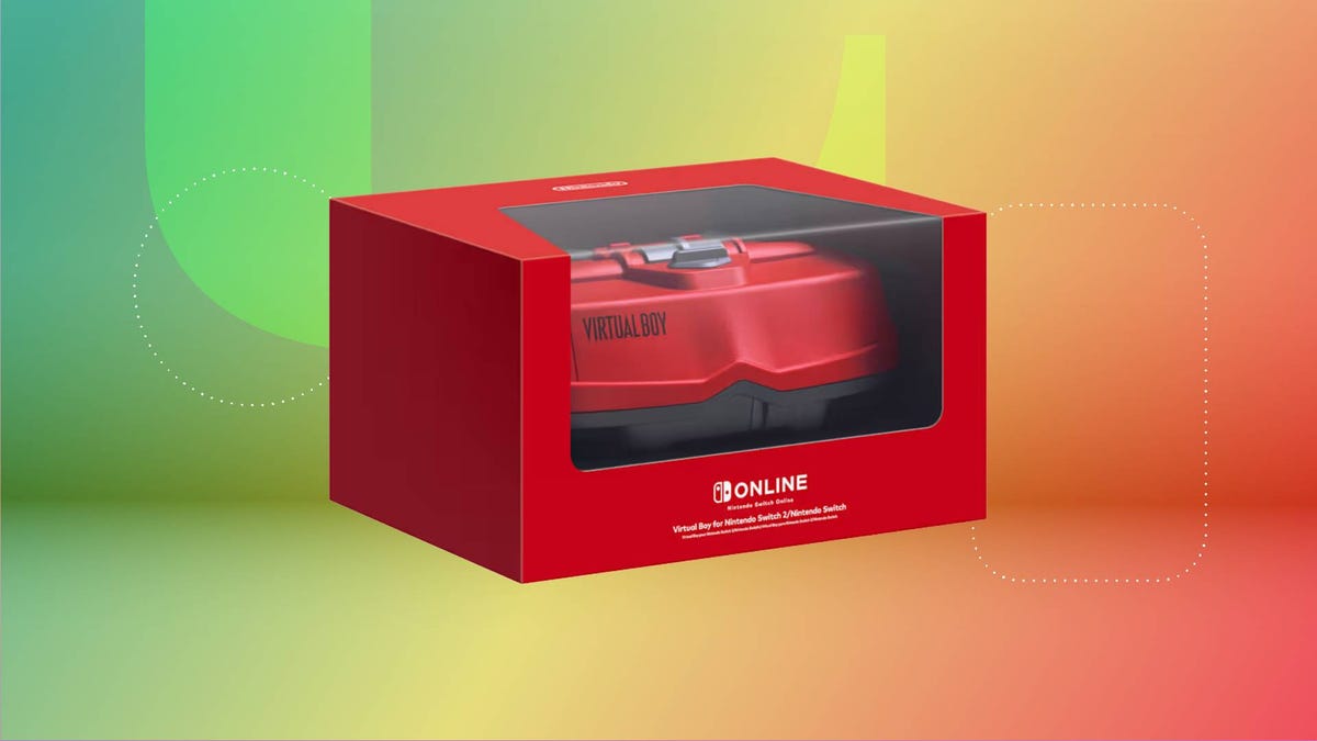 The red box for the Nintendo Virtual Boy against a green and red gradient CNET background.