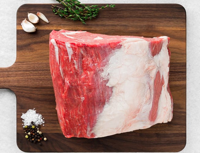 Rastellis prime rib roast on cutting board