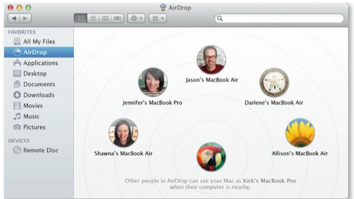 Apple's AirDrop on OS X.