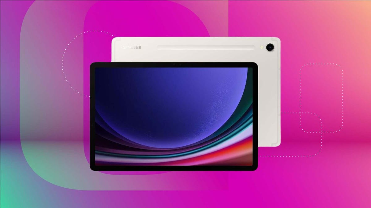 Samsung Galaxy S9 Tab on purple background