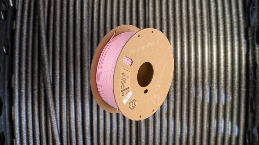 Pink PLA  on a sparkly black background