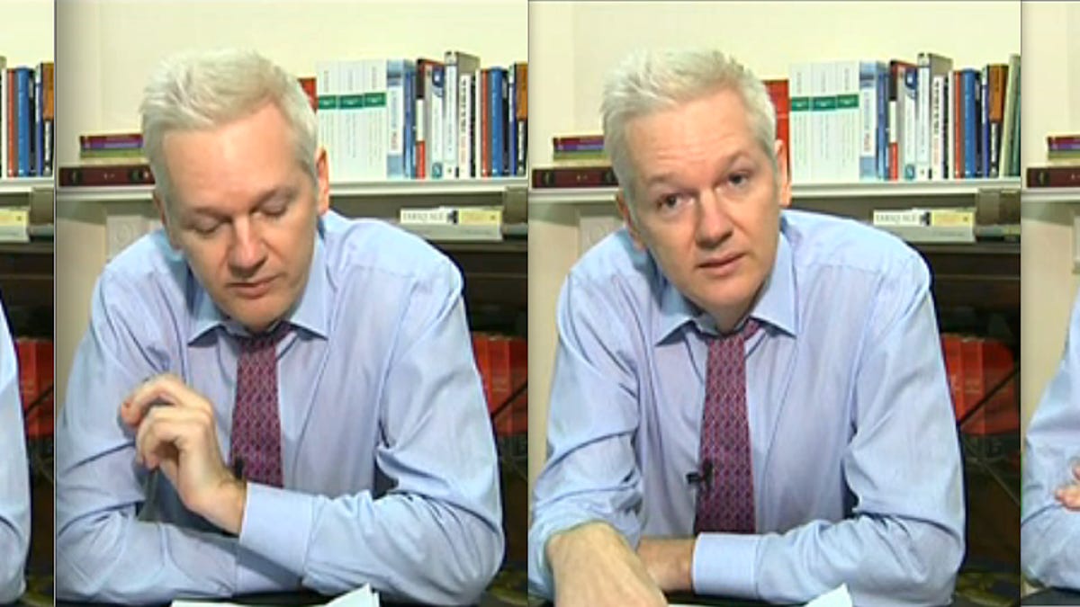 Wikileaks' Julian Assange speaks to an event today held to coincide with a meeting of the United Nations General Assembly