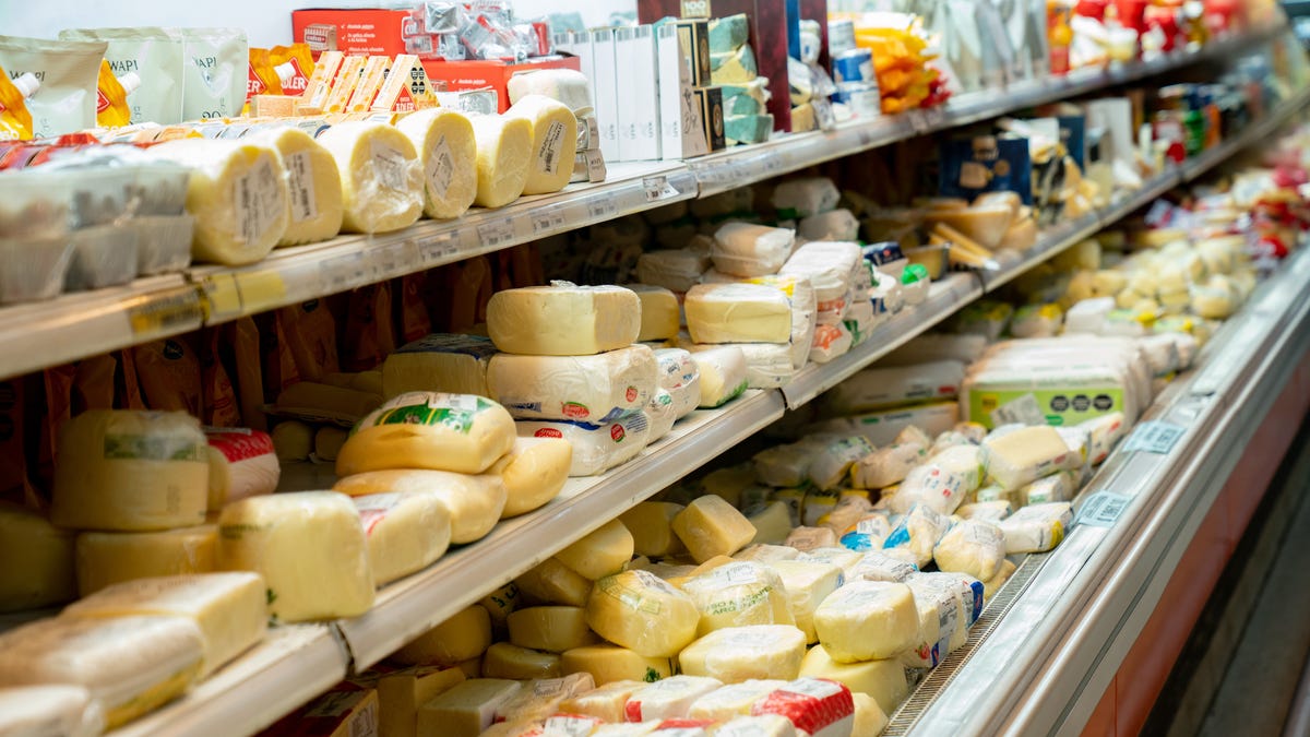 spread of cheese at grocery store