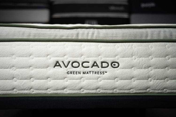 Side view of an Avocado Green mattress.