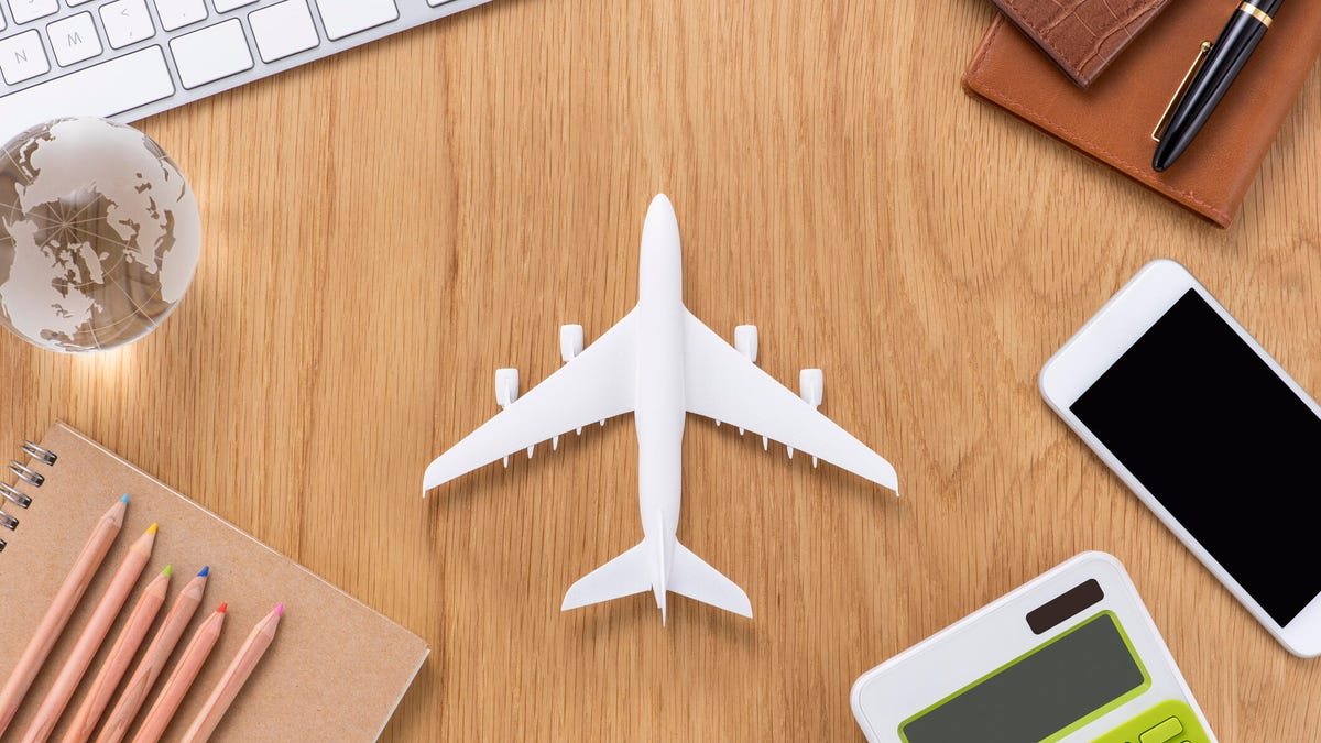 Desktop plane model, high angle view