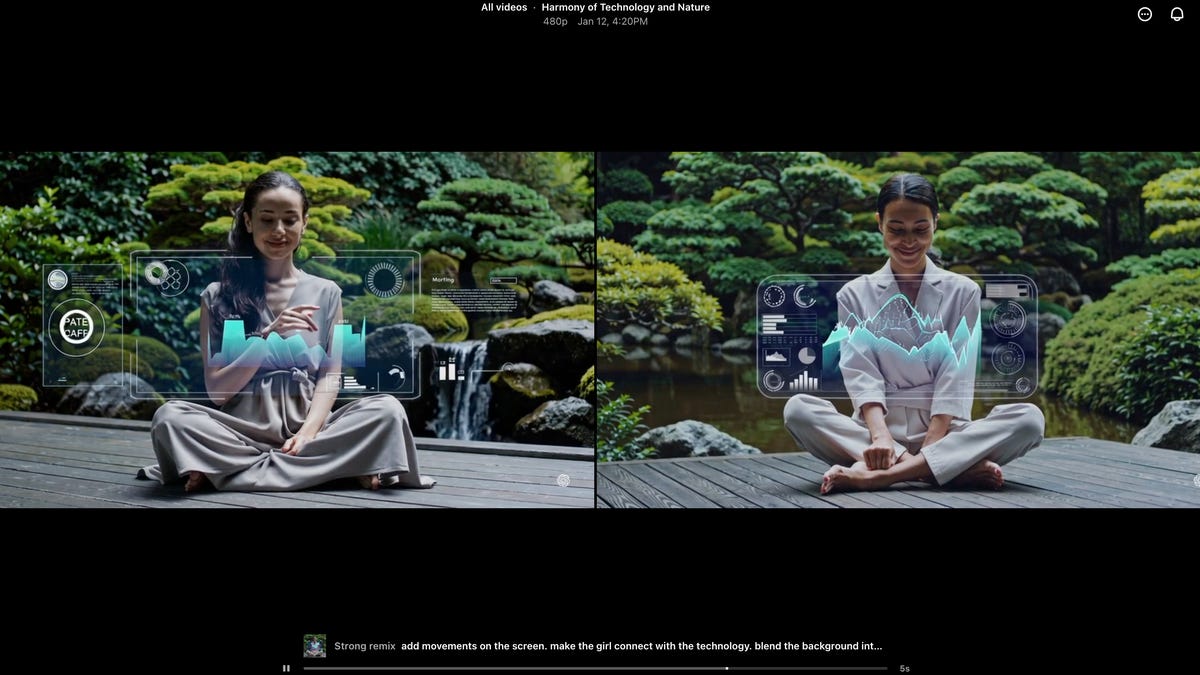 A screenshot of two videos produced by Sora AI