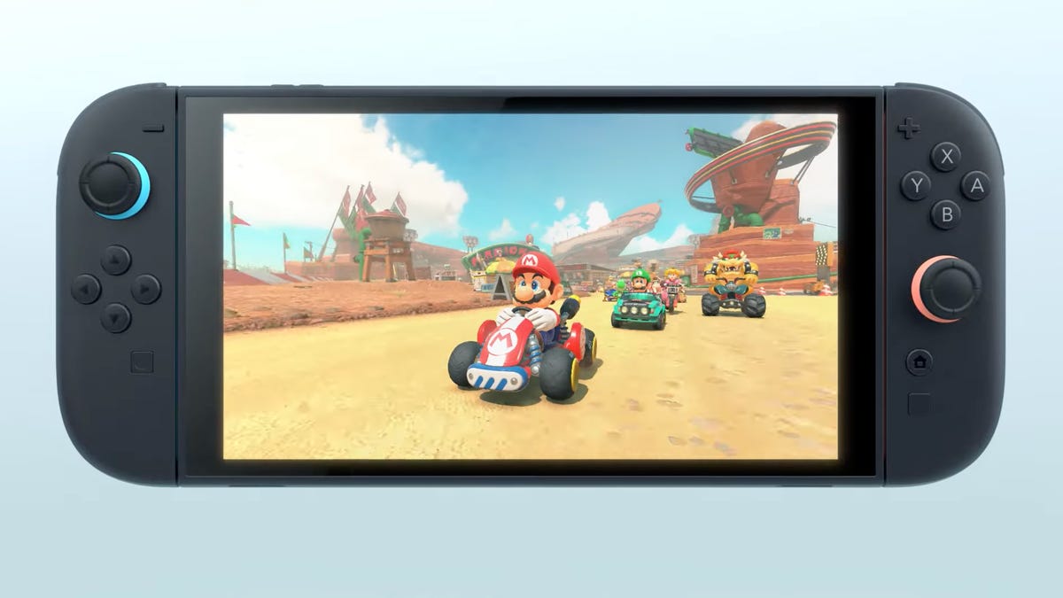 mario in the game mario kart on a switch 2