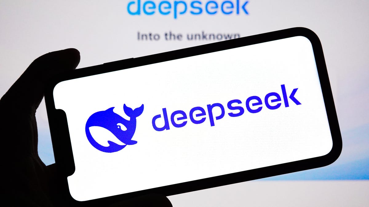 DeepSeek logo on a phone screen