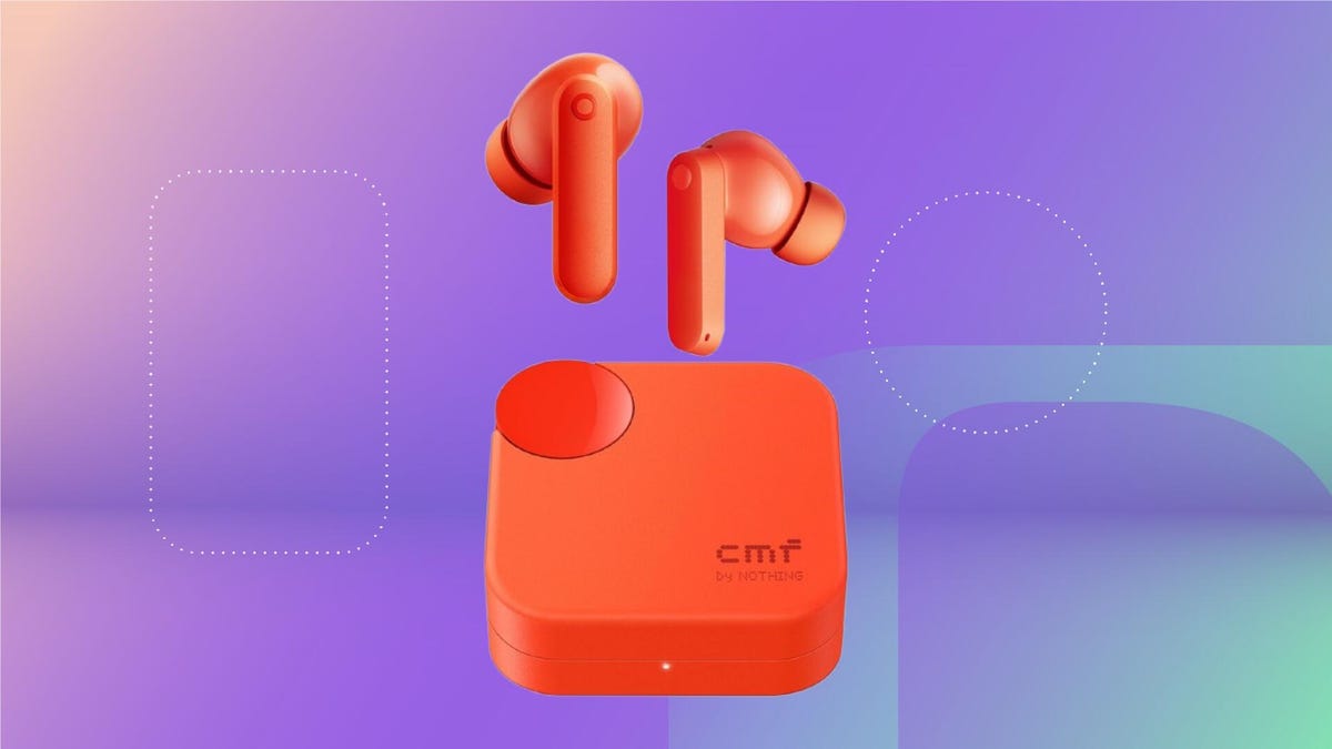 CMF Buds 2a wireless earbuds and case in orange