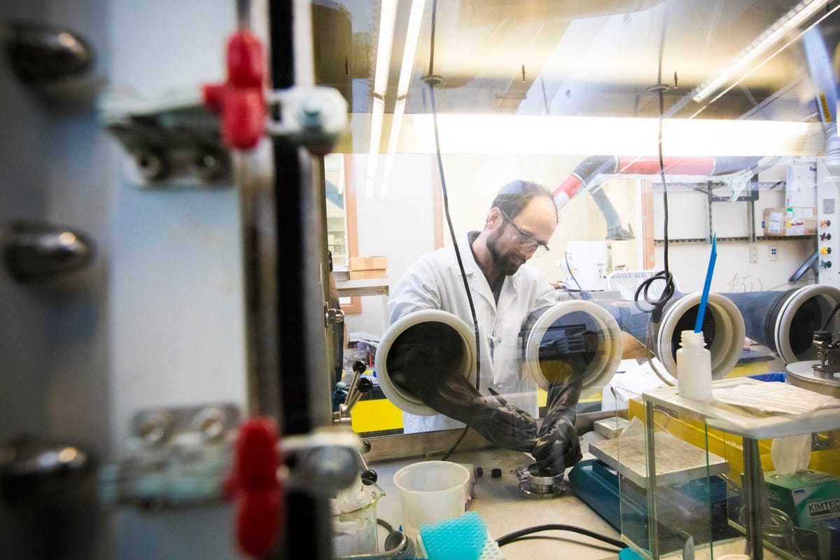 Glove boxes let researchers work on materials that need to be isolated from ordinary air's reactive oxygen gas.