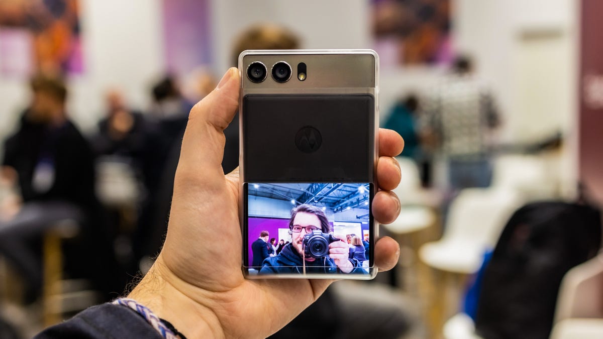 Motorola's concept rollable phone shown from the back