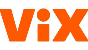 The logo for Spanish language broadcasting network Vix in orange on a white background.
