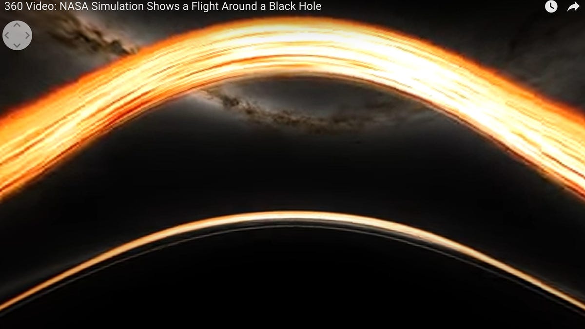 Screenshot showing a scene from NASA's black hole video.