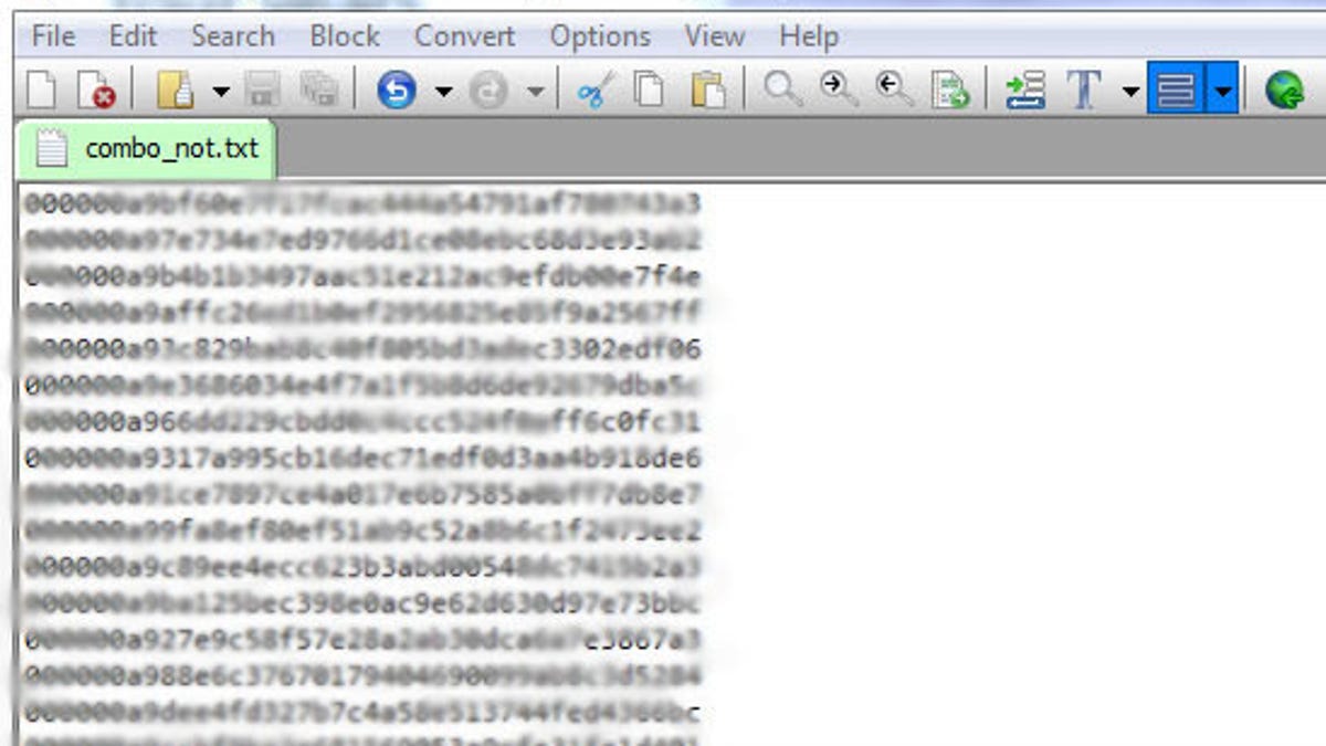The reported list of leaked hashed LinkedIn passwords.