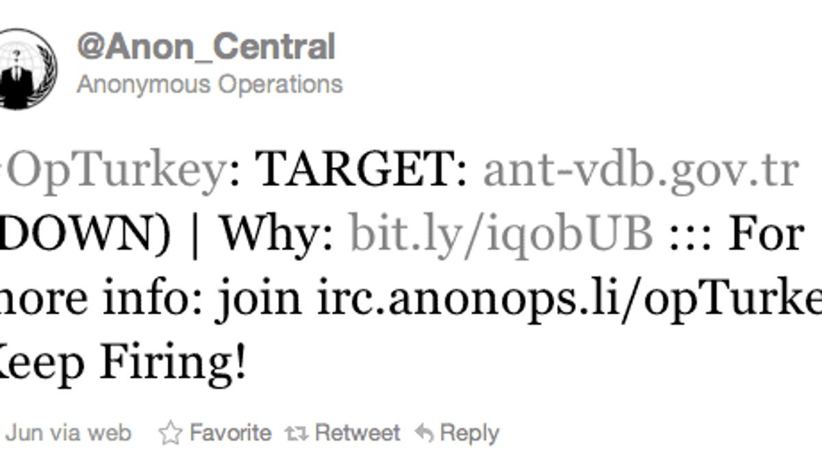 Anonymous coordinated an attack on Turkish government Web sites on Friday to protest censorship.
