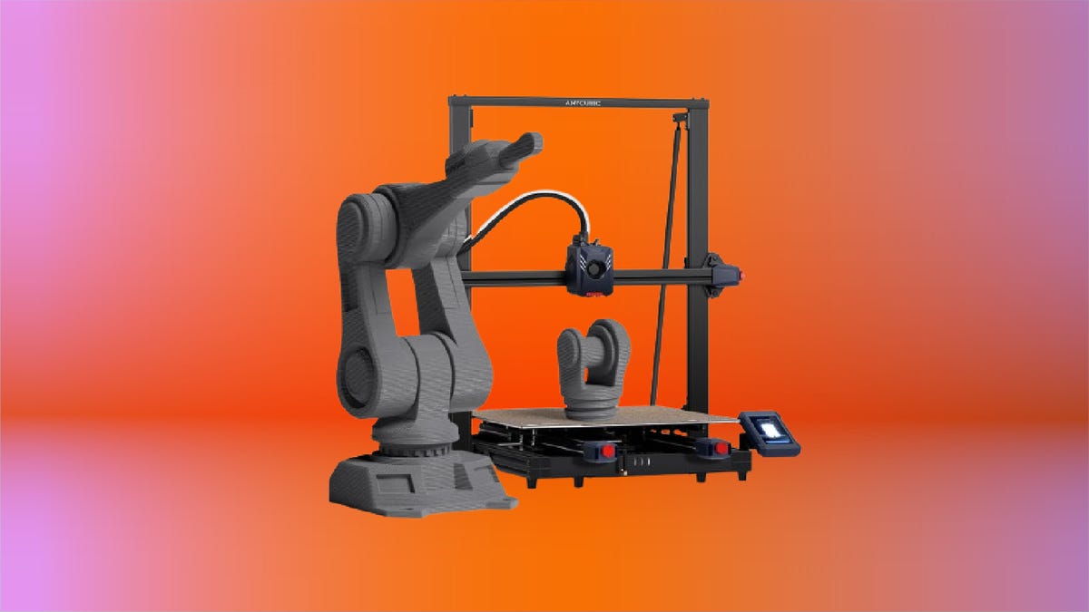 An Anycubic Kobra 2 Max 3D Printer on an orange background.
