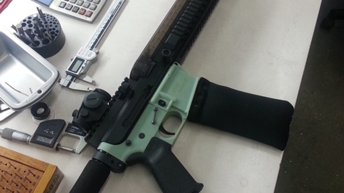 Defense Distributed's test gun, with a 3D-printed lower receiver.