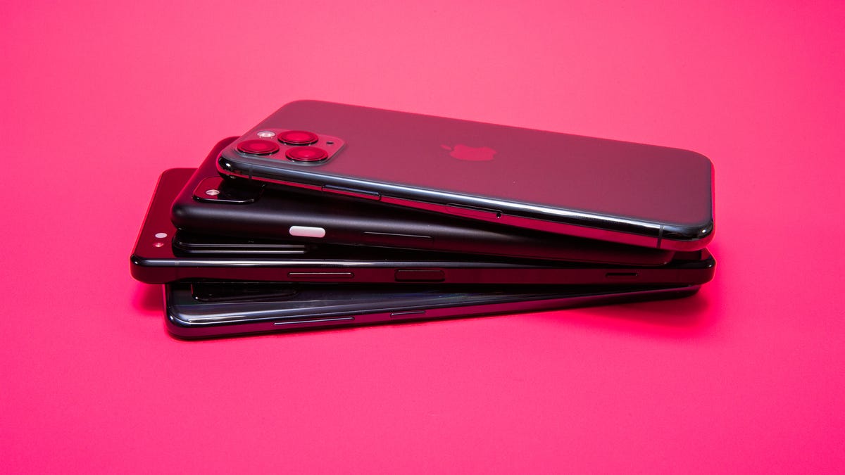 stack of phones