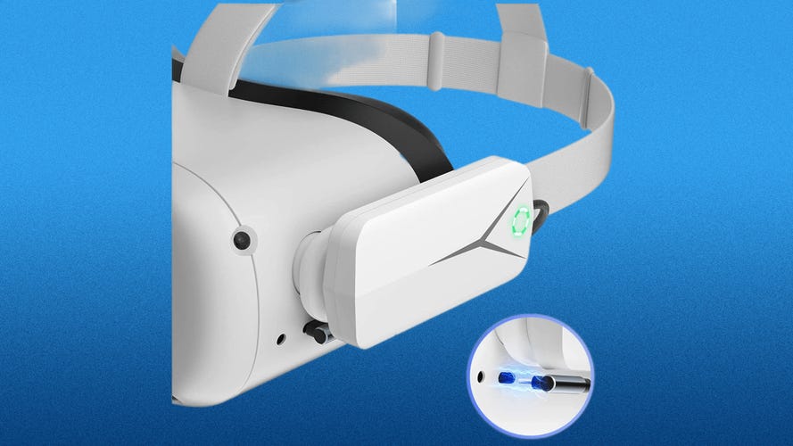 The Moolechi battery pack for quest 2 doubles the battery life of the console