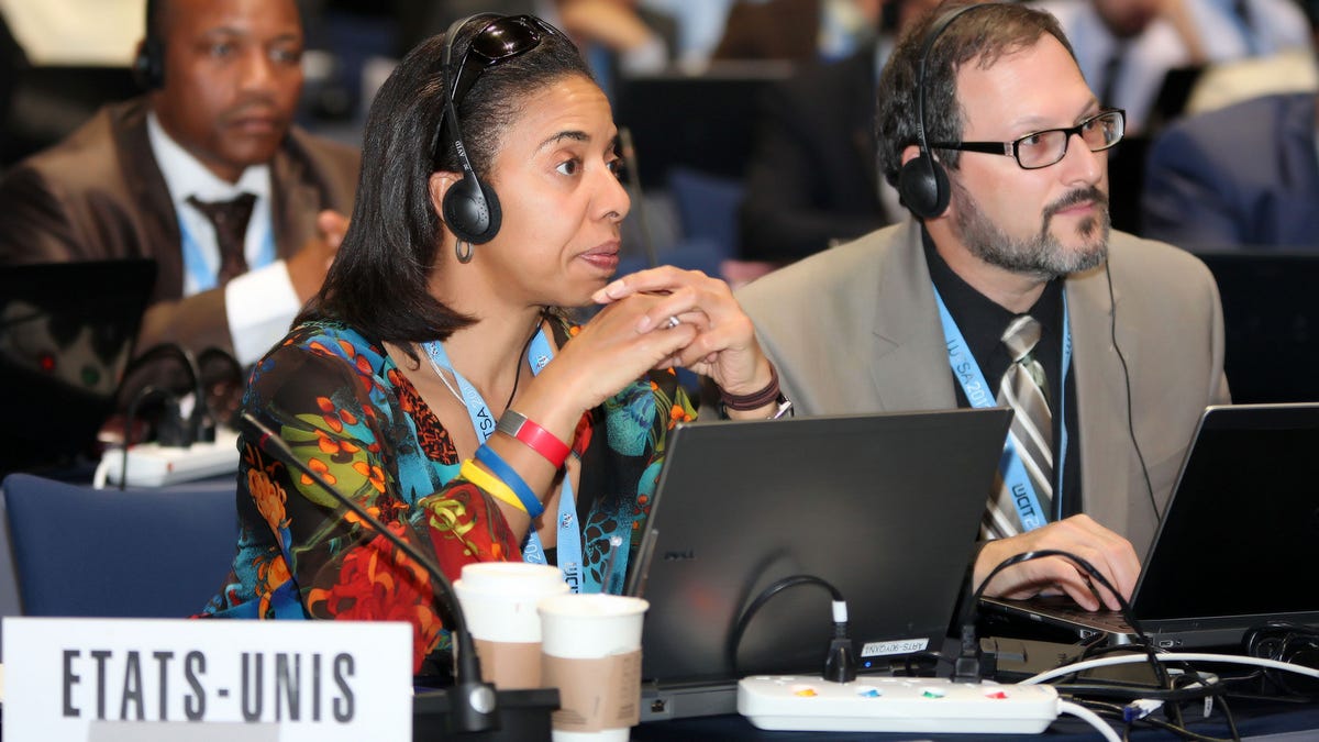 Part of the U.S. delegation, which said today it could not sign the proposed treaty because of its harmful effects on the Internet, to the Dubai summit.