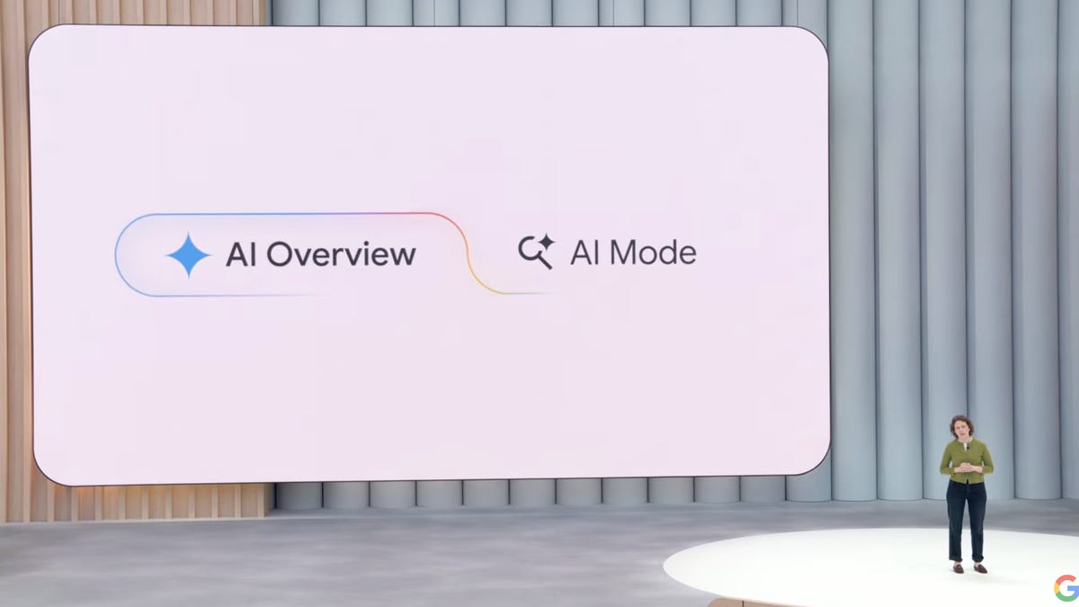 Google Gemma logo on large screen on stage at Google I/O 2024