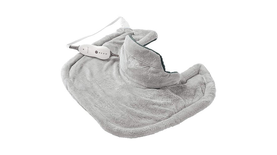 Grey pad for your neck with a remote in the cable