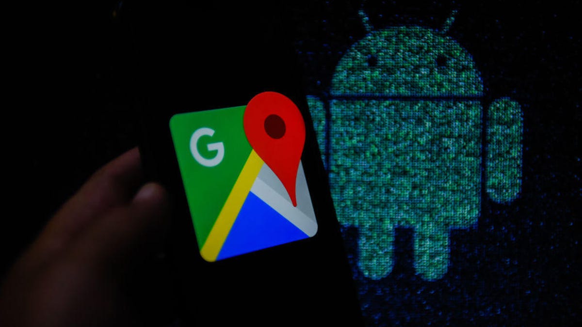 Google maps logo is seen on an android mobile phone