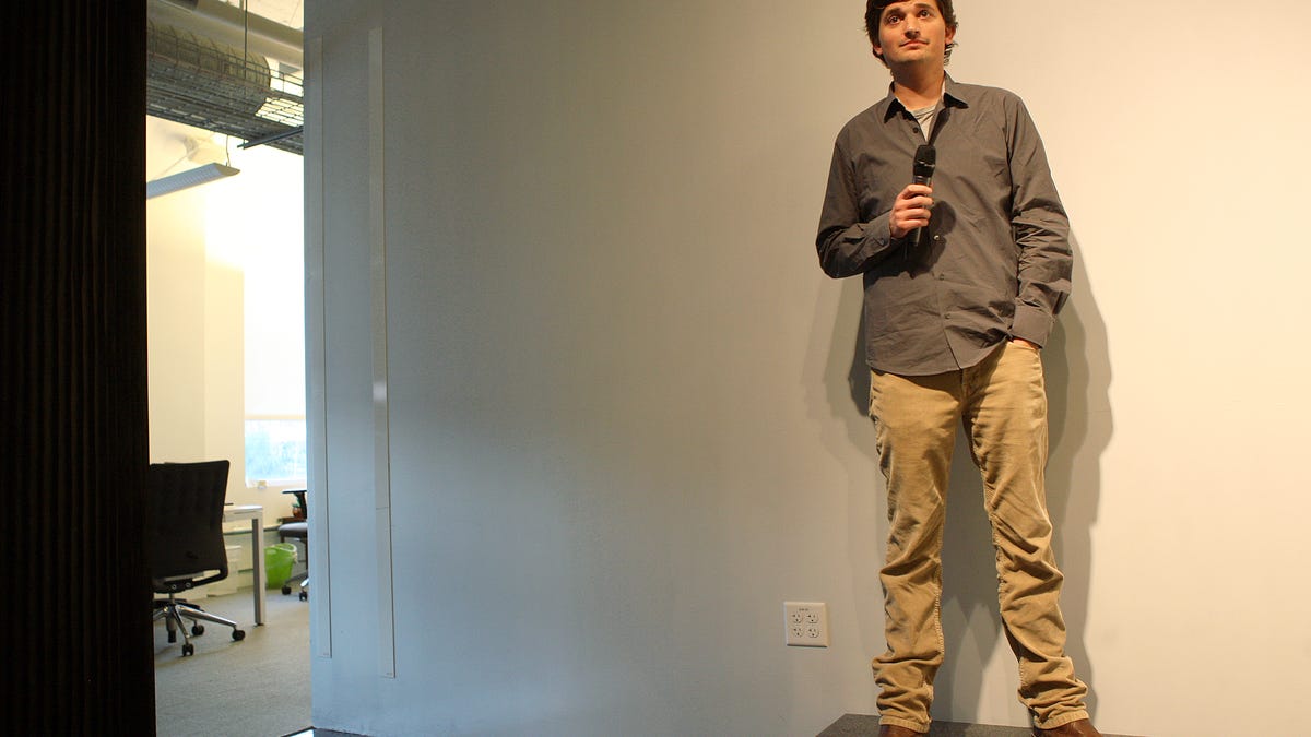 Dalton Caldwell tells a standing room-only audience in San Francisco that App.net was created because the "platform risk building on Facebook was not acceptable."