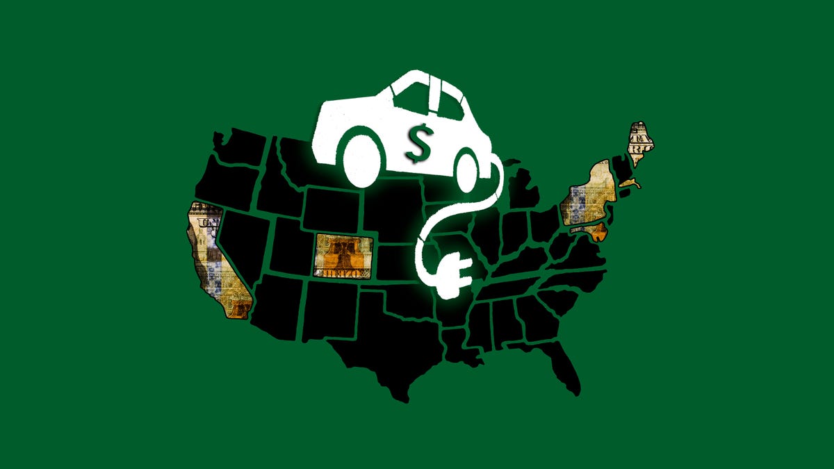 A US map with seven states highlighted for the states that have extra state incentives you can stack on top of the federal tax credit