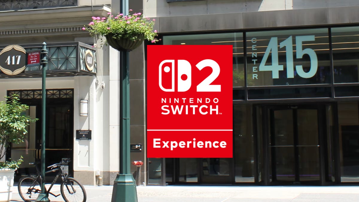 an photo of a store with a switch 2 experience overlay on top