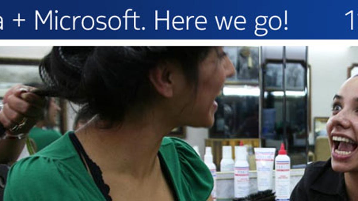 Nokia is touting its Microsoft alliance on its Web page.