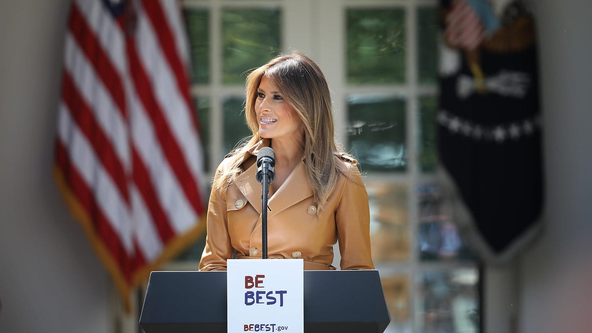First Lady Melania Trump Speaks On The Launch Of Her Initiatives In The Rose Garden Of White House