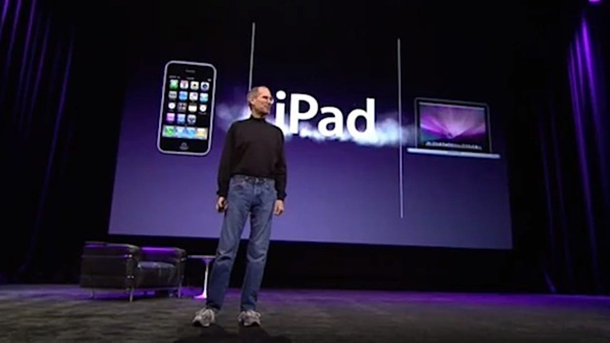 Steven Jobs introduces the original iPad. It became available in the U.S. on April 3, 2010.