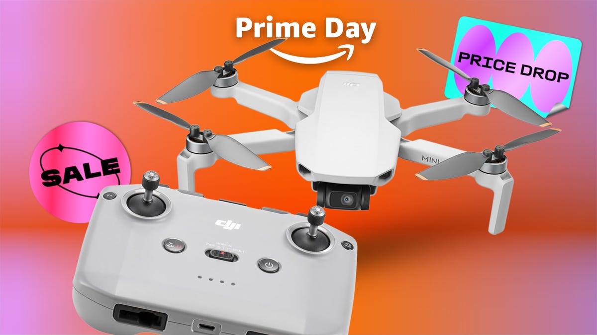 Prime day CJI 4K drone kit against CNET background.