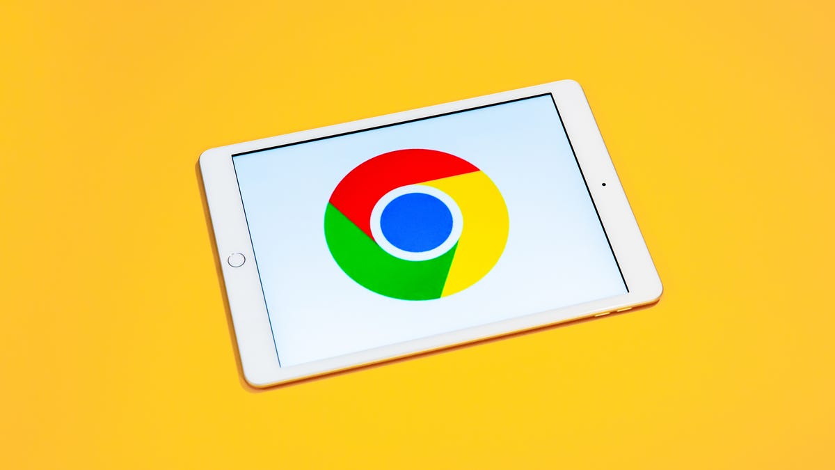 Google Chrome Browser logo on tablet