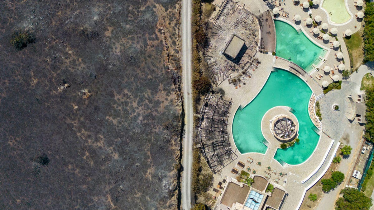 beach resort surrounded by burnt sunloungers