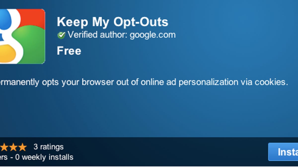 Google's new Chrome extension stores opt-out settings that users have placed with two ad-industry organizations.