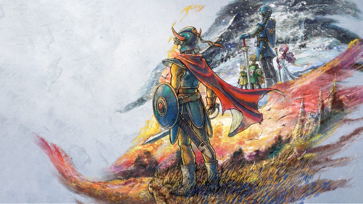 artwork for dragon quest 1 and 2 remake featuring the heroes from both games