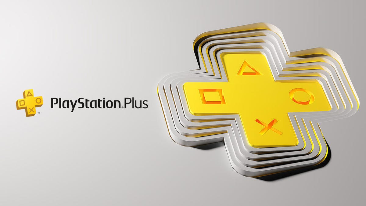 The yellow and gray PlayStation Plus logo