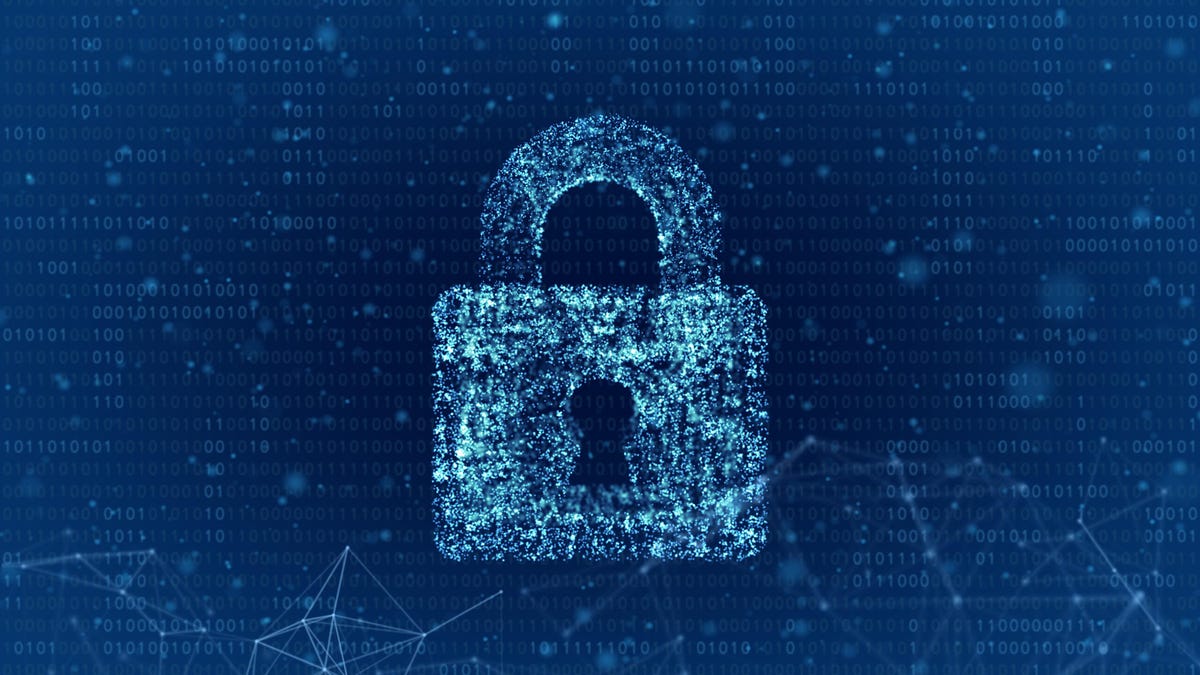 Abstract image of lock against blue background