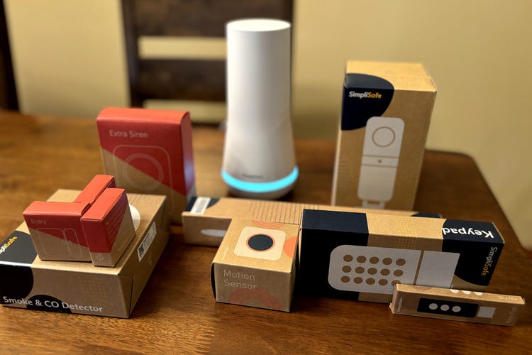 SimpliSafe kit on table.