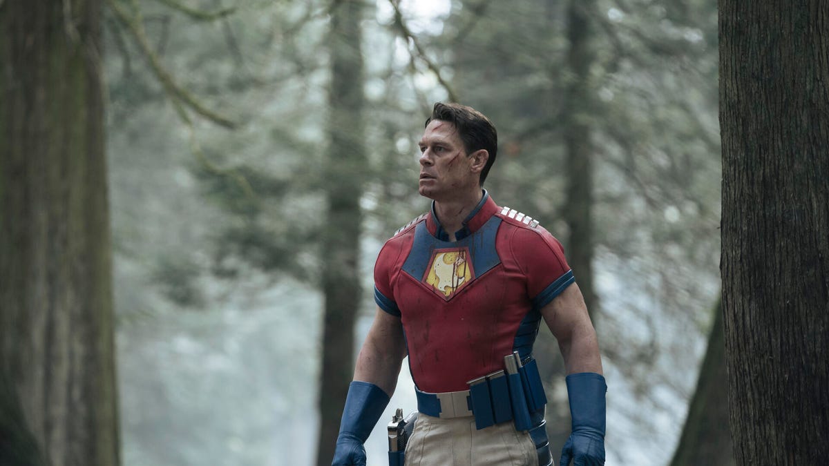 John Cena as Peacemaker out in the woods