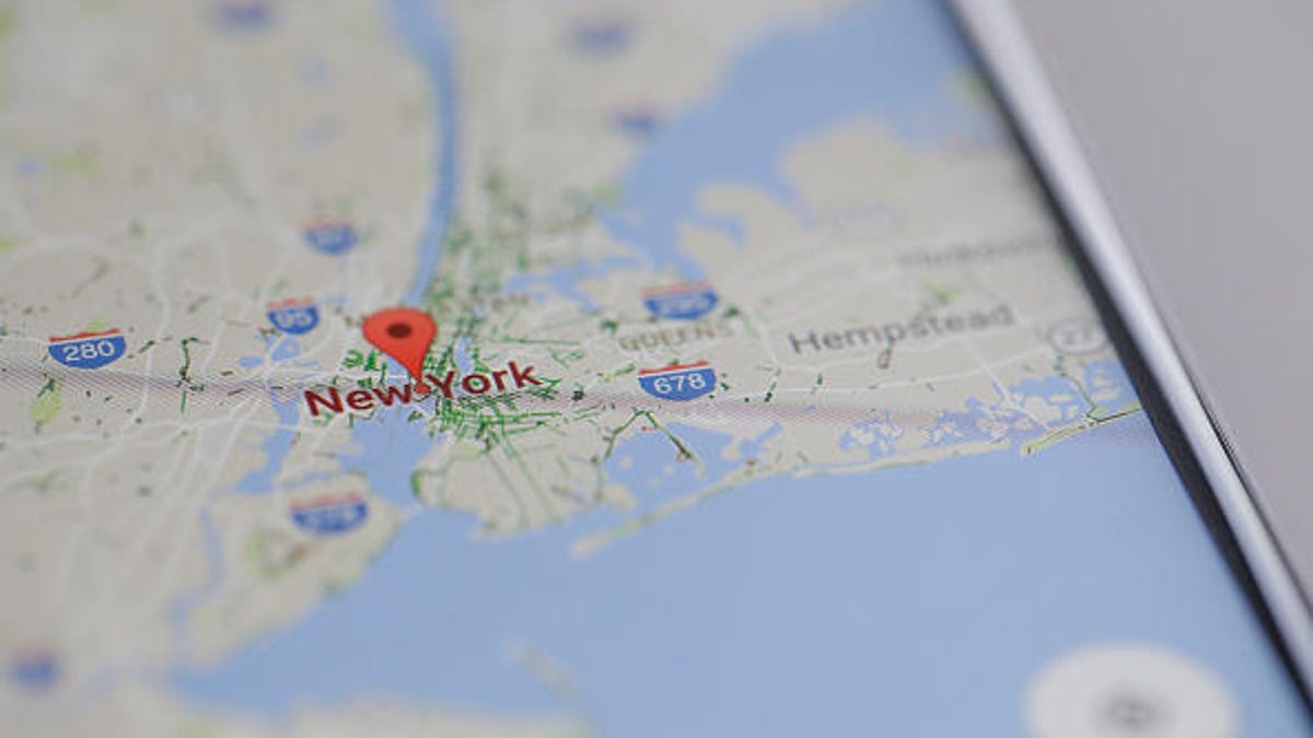 The Google Maps app seen on an iPhone.