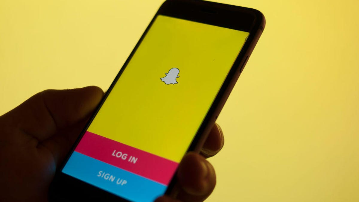 Snapchat signup screen on a mobile phone.