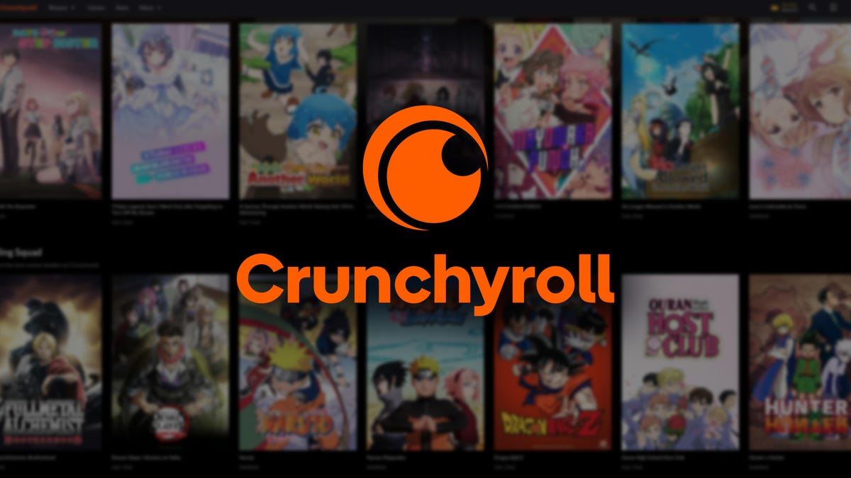 crunchyroll logo layered on title tiles