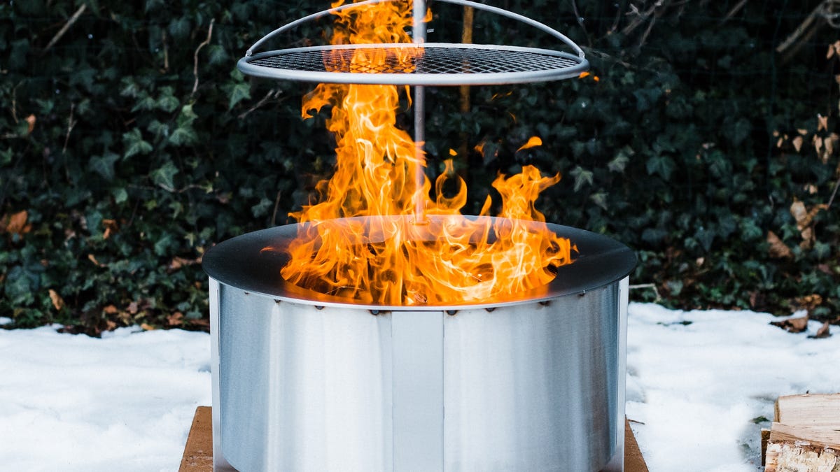a Breeo fire pit in the snow